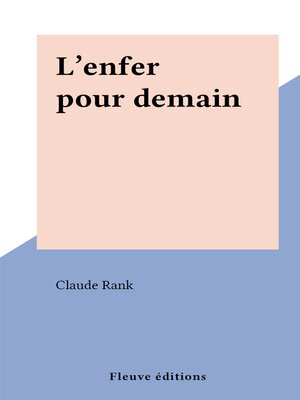 cover image of L'enfer pour demain